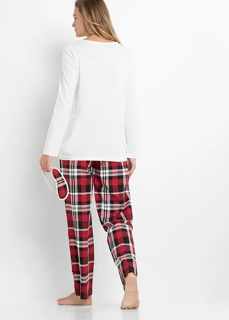 Joulupyjama perhe matching setti jouluisella kuviolla pitkähihaiset topit ja housut