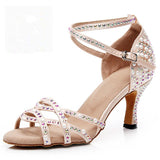 Naisten satiiniset korkokenkälatinakengät - Mukavuus - Tanssityyli-kengät-EmiyoSuomi