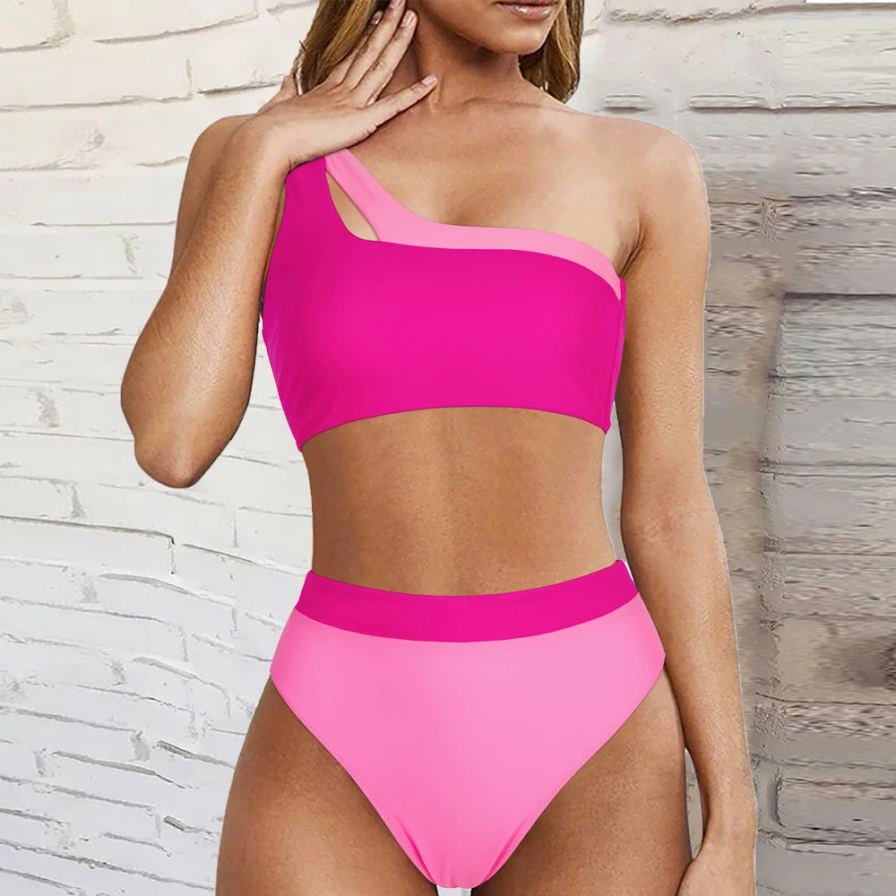 Yhden Olkapään Bikini Naisille – Korkeavyötäröinen Setti vivano-warszawa