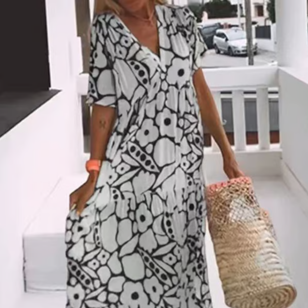 Marisa - Pitkä kesämekko - Kukkakuvio-Mekot-EmiyoSuomi