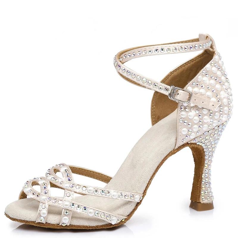 Naisten satiiniset korkokenkälatinakengät - Mukavuus - Tanssityyli-kengät-EmiyoSuomi