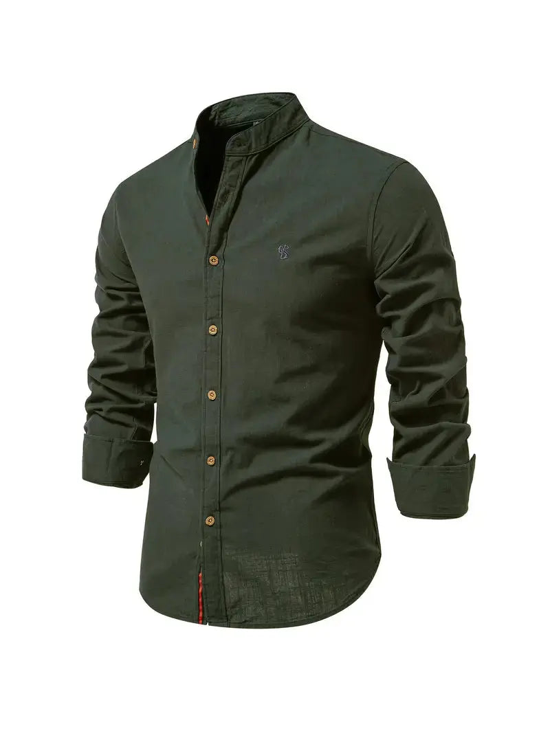 Miesten paita slim fit napitus kaulus, hengittävä casual