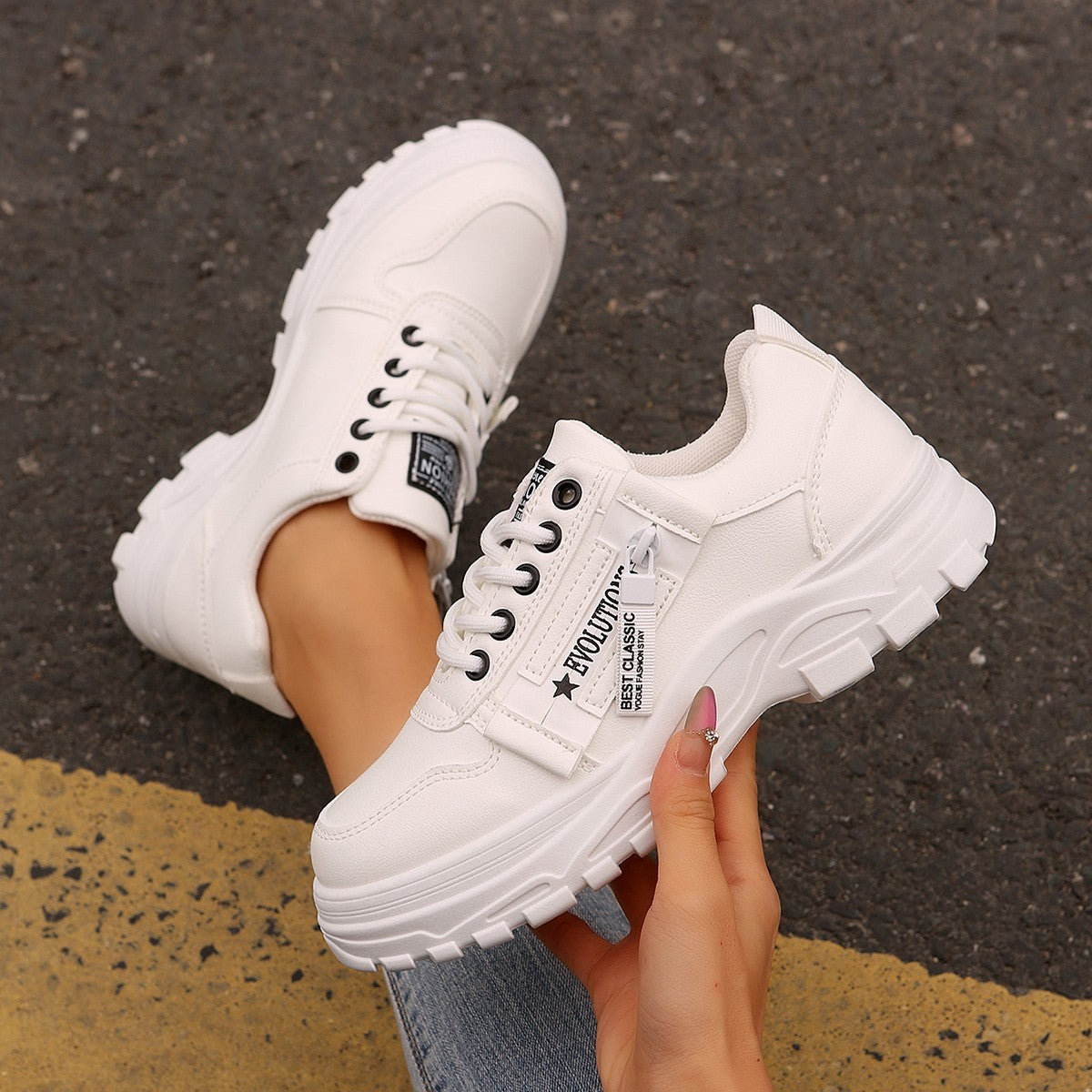 Sneakerit Sivuvetoketjulla Paksu Pohja Kauden Kautta - EmiyoSuomi