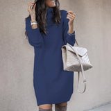 Neulemekko Korkeakauluksinen Syksyksi Naisille-Mekot-EmiyoSuomi