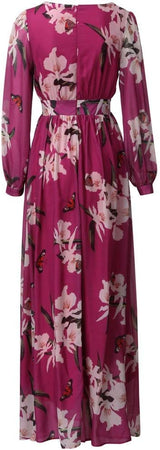 Elegantti maxi-ilta-asu - kukallinen pitkä mekko - kevyt materiaali