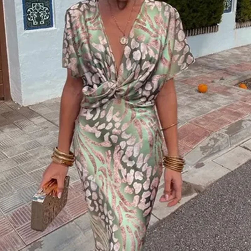 Sophie - Midimekko Käänteellä - Tyylikäs Printti-Mekot-EmiyoSuomi