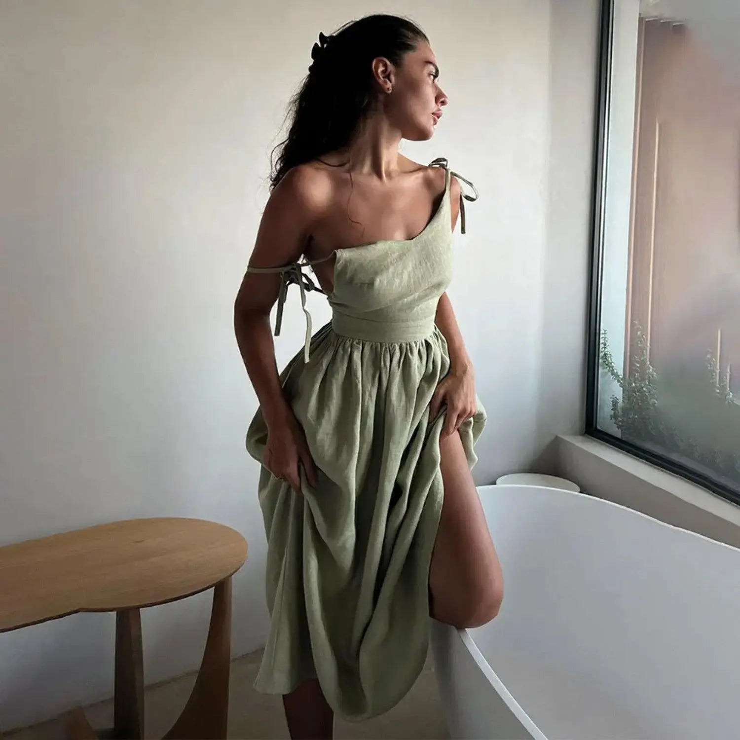 Vihreä pellavamekko kesäksi - Keveä & Elegantti vivano-warszawa