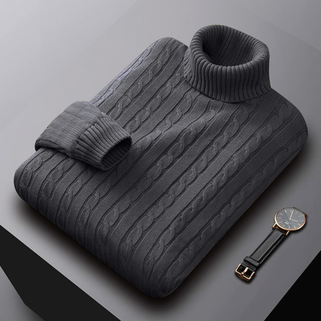 Miesten kasmiripullover poolokauluksella klassinen leikkaus