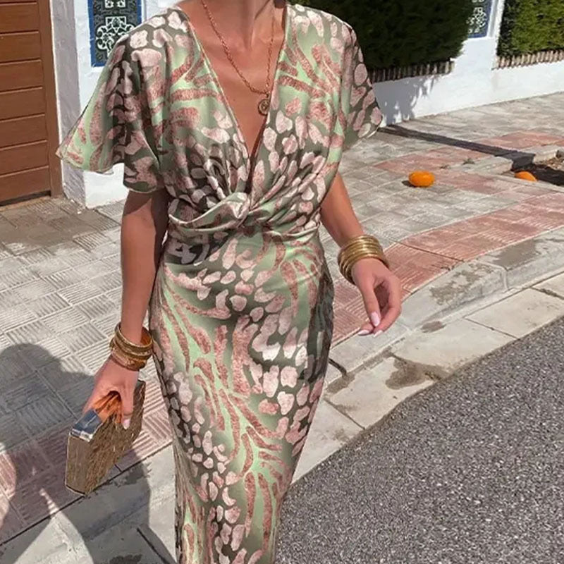 Sophie - Midimekko Käänteellä - Tyylikäs Printti-Mekot-EmiyoSuomi