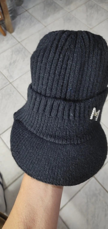 Neulottu lippalakkipipo talvi, fleecevuorattu unisex malli