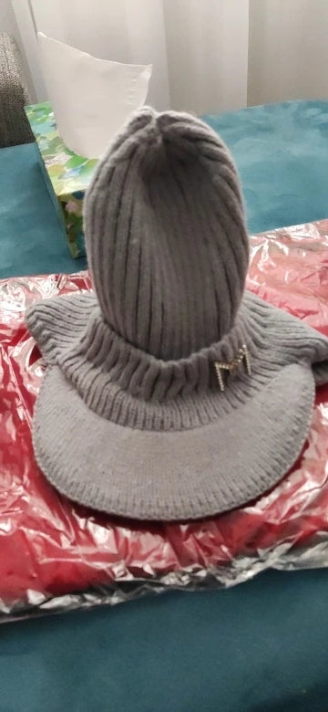 Neulottu lippalakkipipo talvi, fleecevuorattu unisex malli