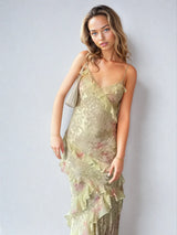 Pitkä kesämekko pastelliväreissä - romanttinen verkko - kevyt tyyli-Mekot-EmiyoSuomi