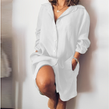 Naisten Paitamekko - Puuvilla Pellava - Pitkät Hihat-Kesäasut-EmiyoSuomi