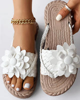 Naisten Sandalet - Letitetty Hihna - Kukallinen Koristelu - Kudottu Teksturoitu Pohja-Sandaalit-EmiyoSuomi