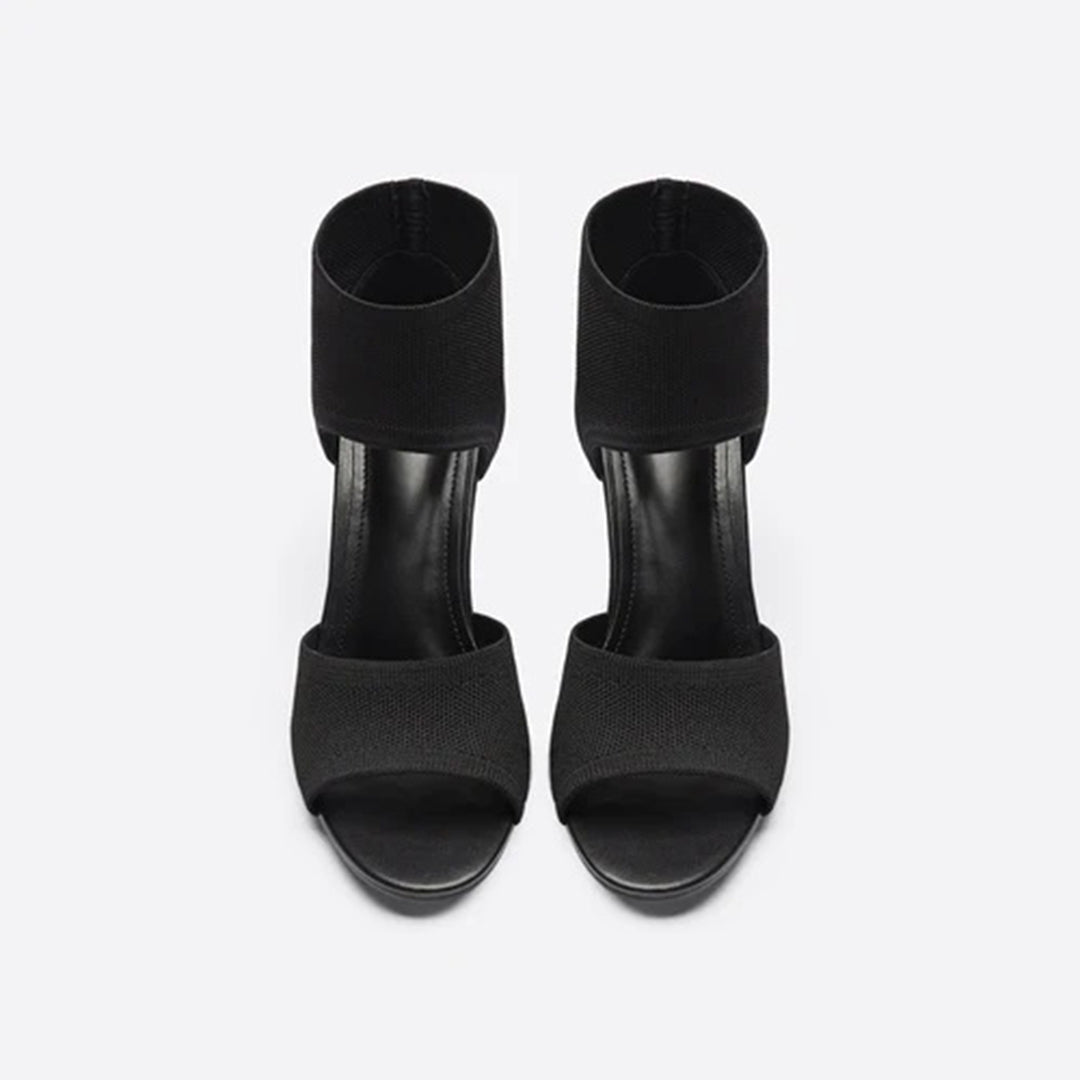 Naisten stiletto-korkokengät – avoin varvas, venytettävä neulepanta-Sandaalit-EmiyoSuomi