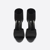 Naisten stiletto-korkokengät – avoin varvas, venytettävä neulepanta-Sandaalit-EmiyoSuomi