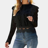 Bonnie - Pitkähihainen pitsipaita - Läpikuultava kukkakuosi - Elegantti