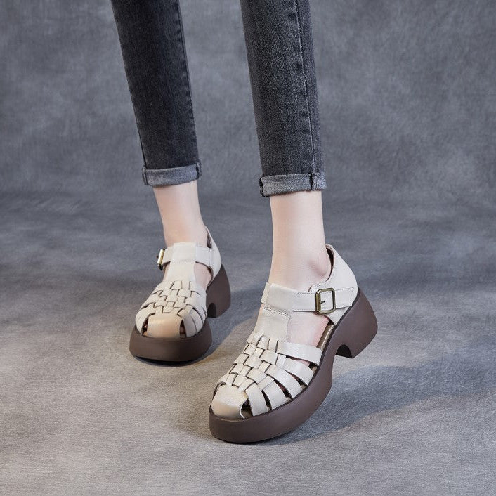 Naisten - Gladiatorisandaalit - Nahka - Paksupohja - Mukava, tyylikäs muotoilu kesäksi-Sandaalit-EmiyoSuomi