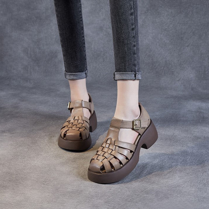 Naisten - Gladiatorisandaalit - Nahka - Paksupohja - Mukava, tyylikäs muotoilu kesäksi-Sandaalit-EmiyoSuomi