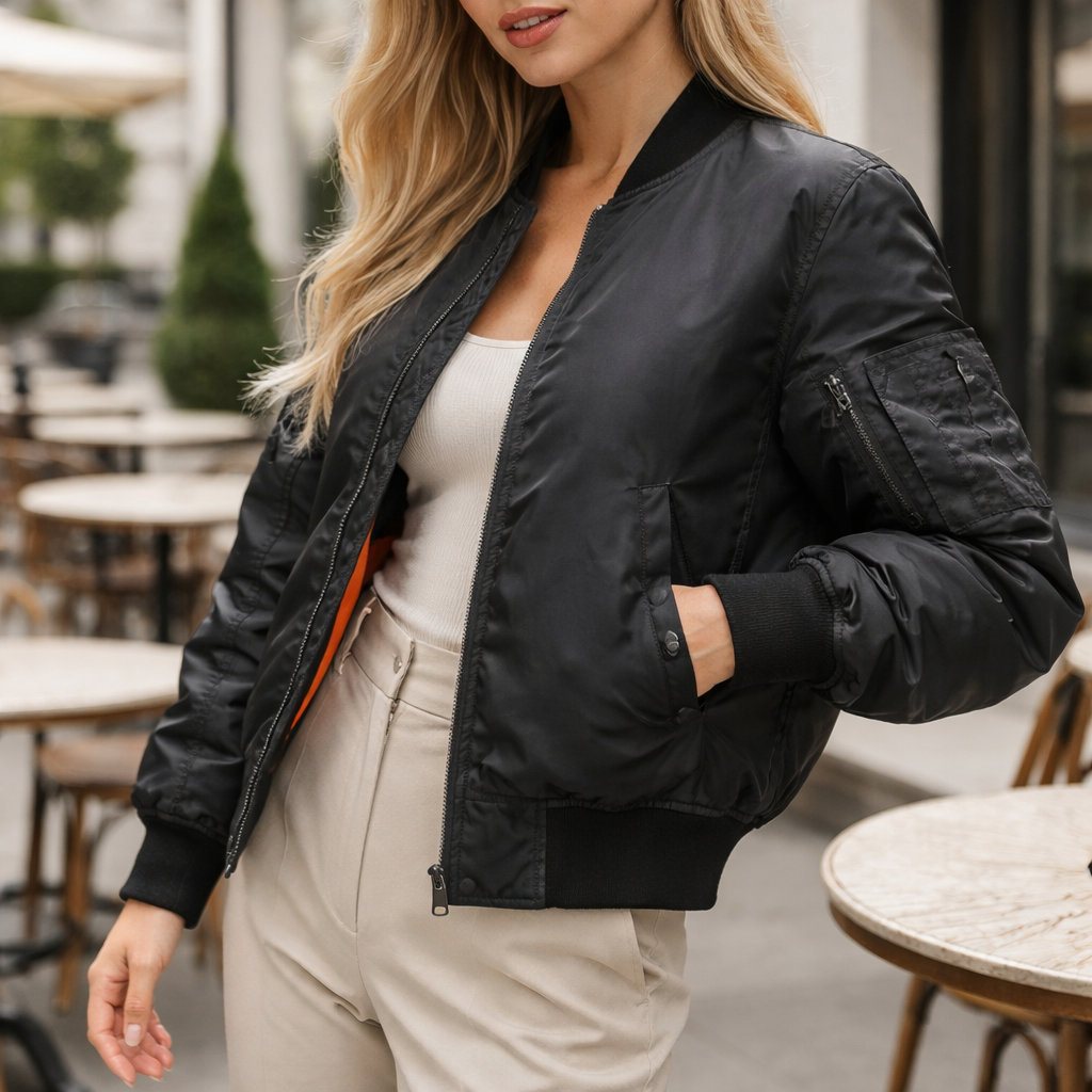 MA-1 Pilotitakki naisille - Klassinen muotoilu - Ribbireunus