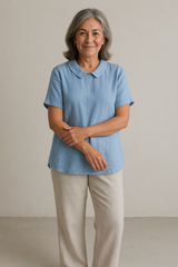 Paita Pellavaa Naisille - Lyhyet Hihat - Peter Pan -kaulus-Kesäasut-EmiyoSuomi