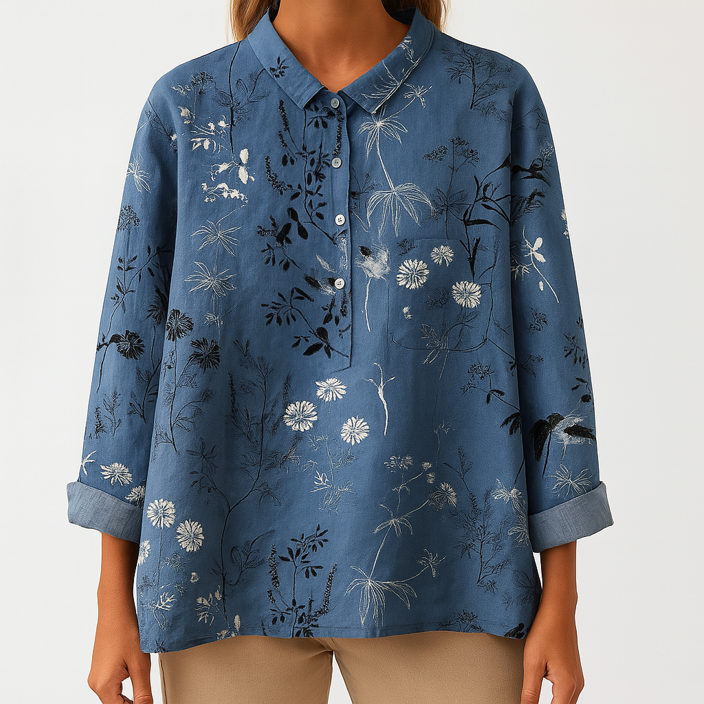 Naisellinen Chemisier - Kukkaprintti - Moderni Eleganssi-Kesäasut-EmiyoSuomi