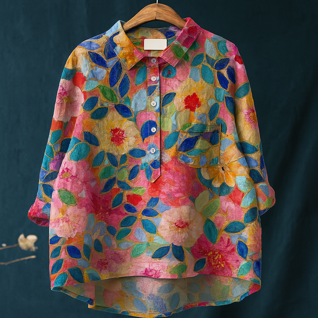 Naisellinen Chemisier - Kukkaprintti - Moderni Eleganssi-Kesäasut-EmiyoSuomi