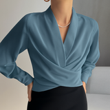 Elegantti V-kauluksinen Paita - Puffihihat - CURVYZ-Kesäasut-EmiyoSuomi