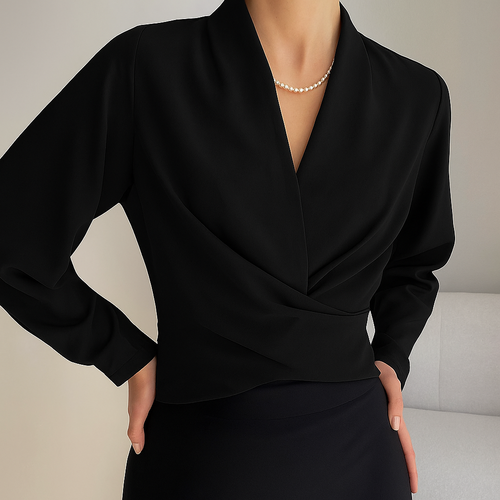 Elegantti V-kauluksinen Paita - Puffihihat - CURVYZ-Kesäasut-EmiyoSuomi