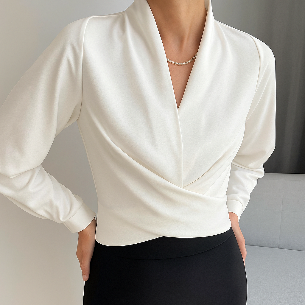 Elegantti V-kauluksinen Paita - Puffihihat - CURVYZ-Kesäasut-EmiyoSuomi