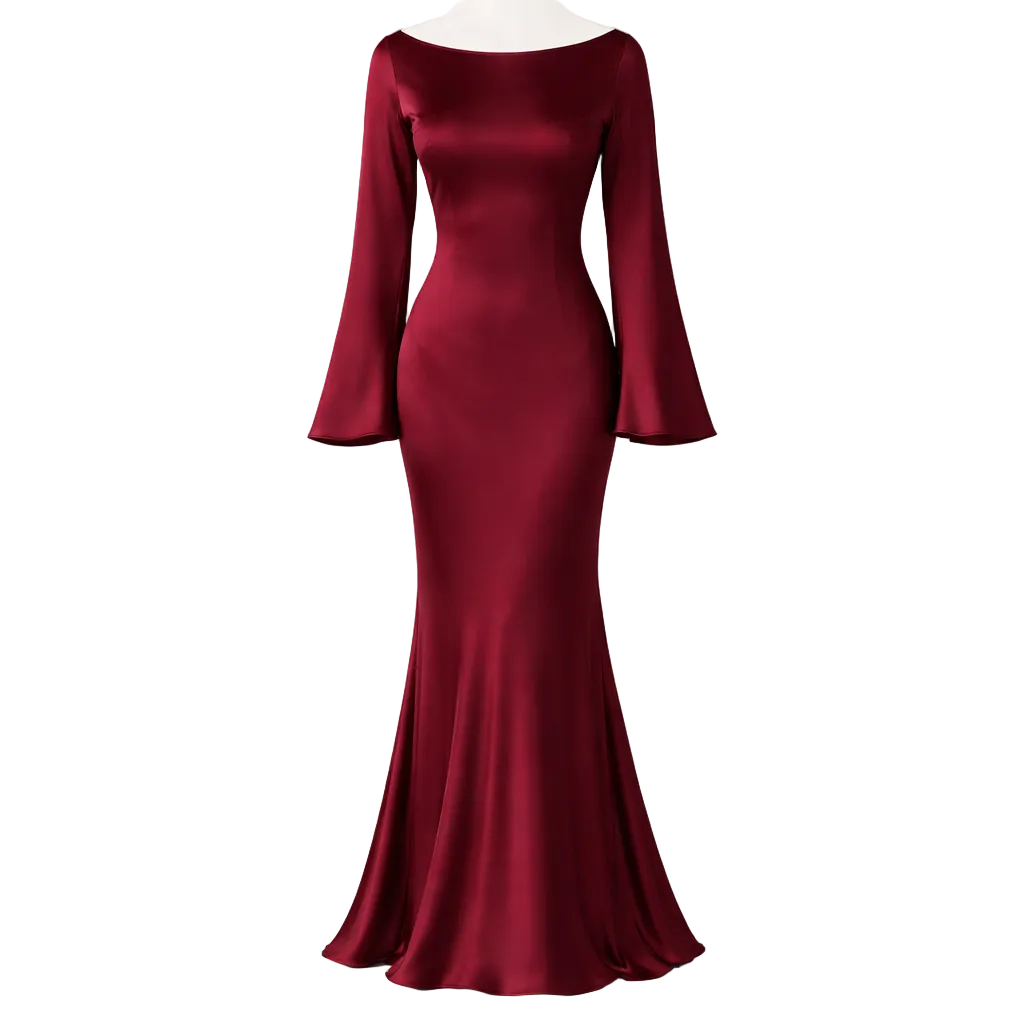Silkkinen Maksimekko | Elegantti Istuvuus, Leijonavat Hihat