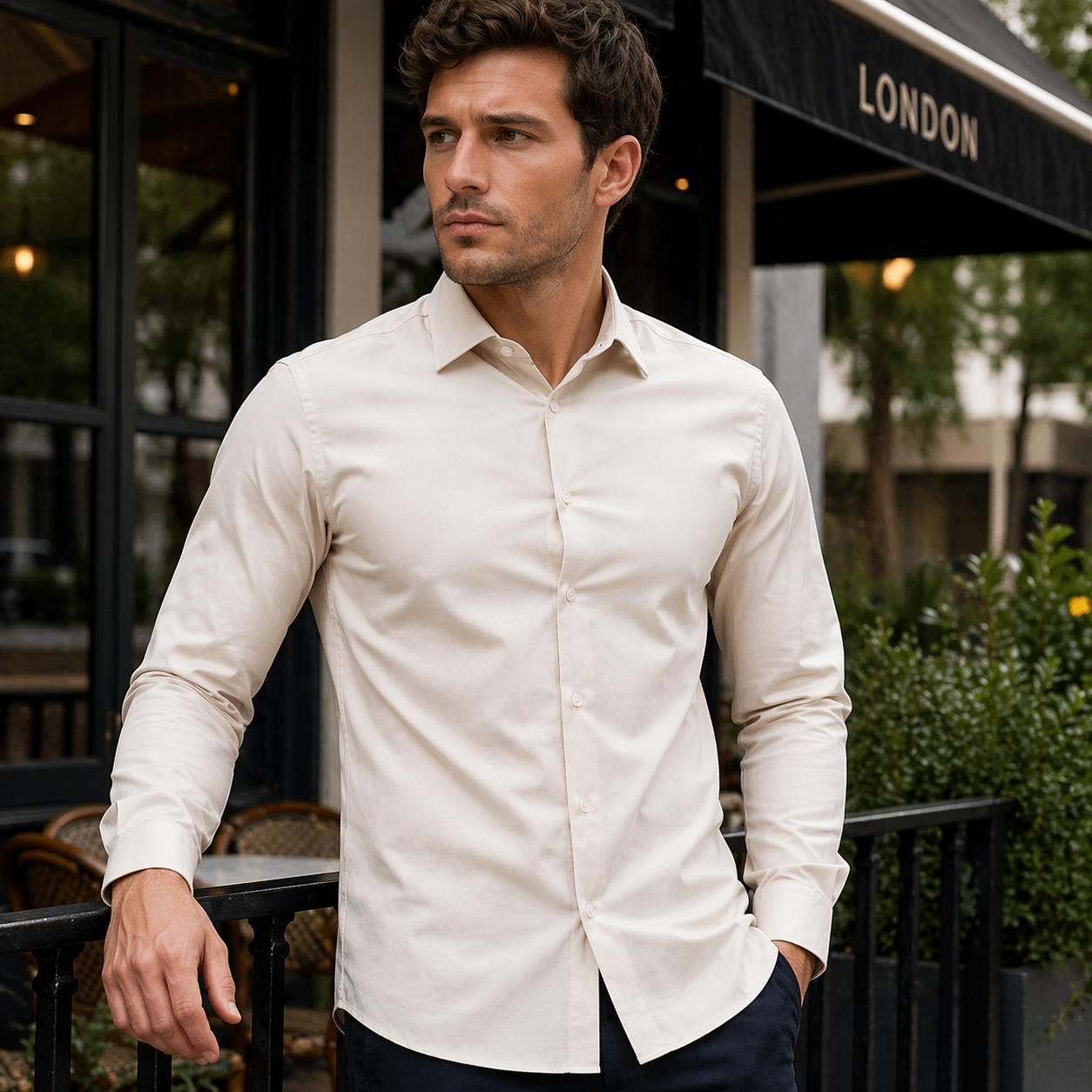 Tyylikäs miesten stretch-paita - slim fit