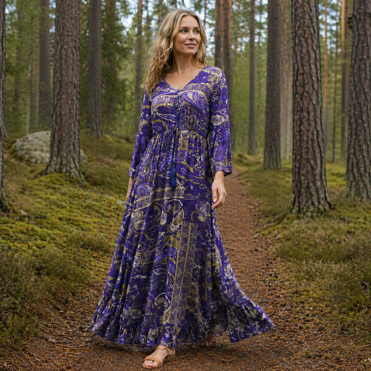 Boho maksimekko | Naisten tyylikäs naisellinen malli | Kesäiseen juhlapukeutumiseen