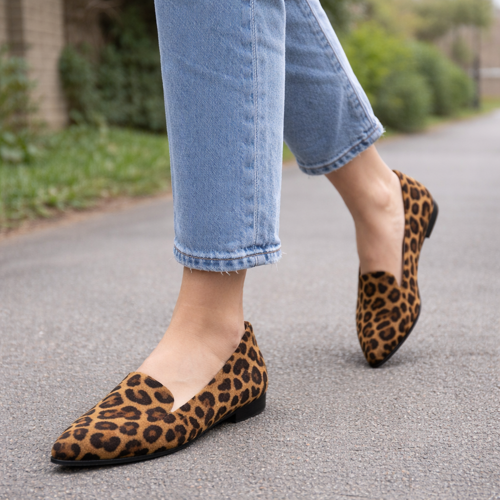 Naisten Ballerina-kengät | Leopardiprint, Terävä Nenä | Slip On Comfort