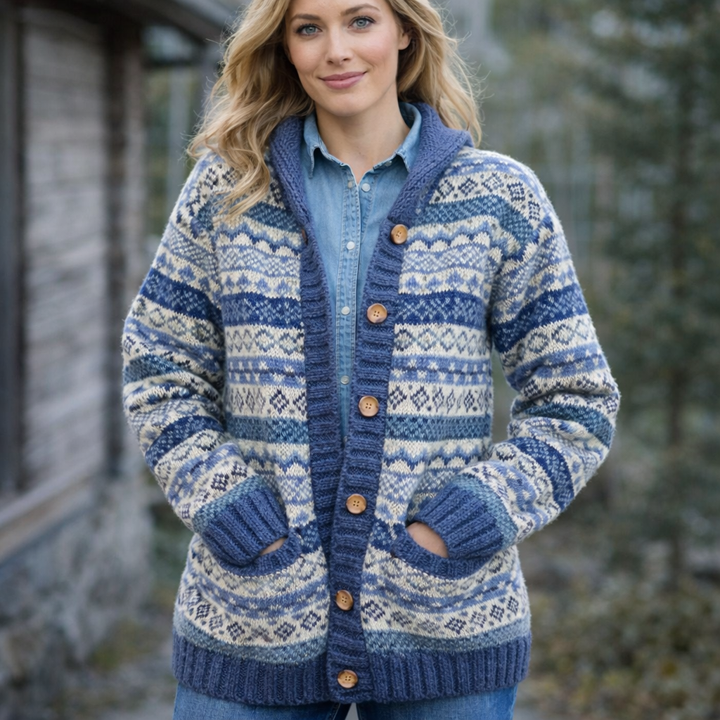 Neulottu Cardigan - Pehmeä Mukavuus - Kaksi Taskua