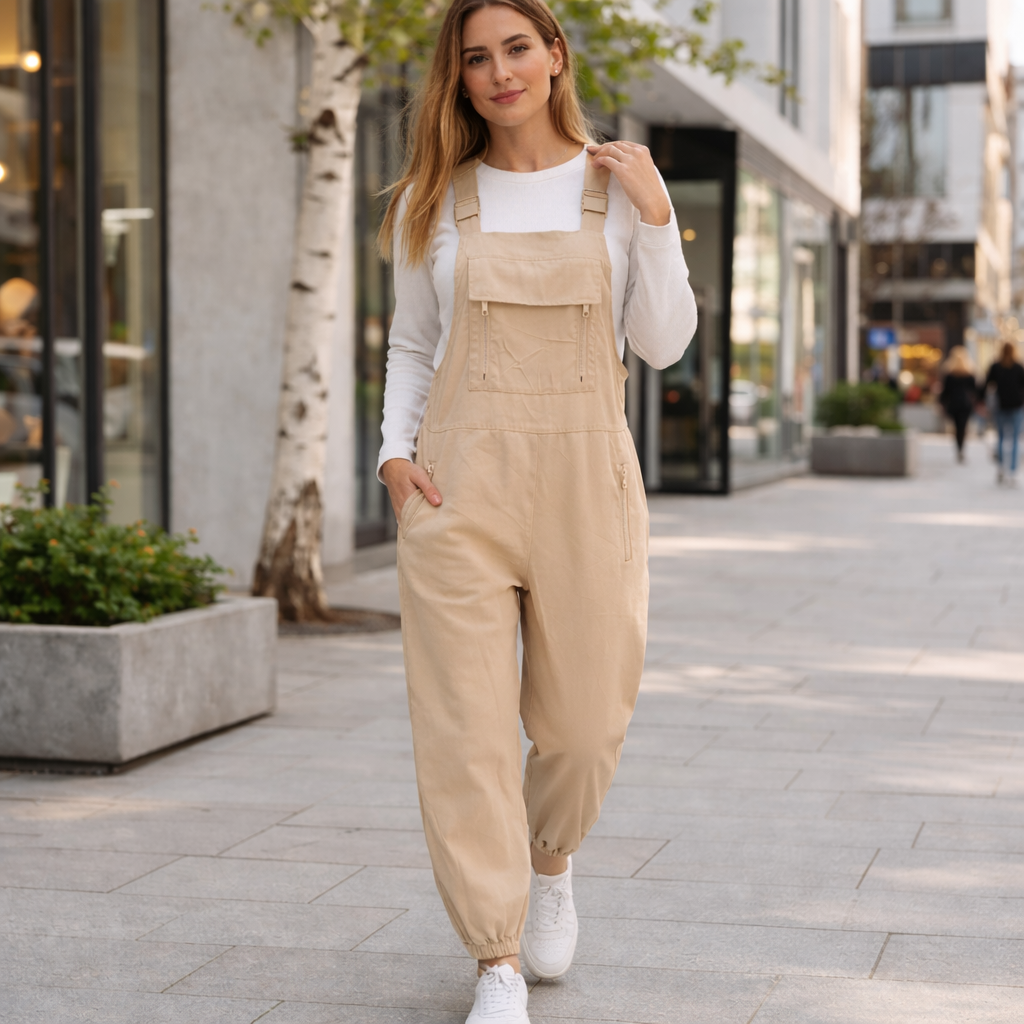 Naisten Retro Jumpsuit – Leveälahkeiset Haalarit