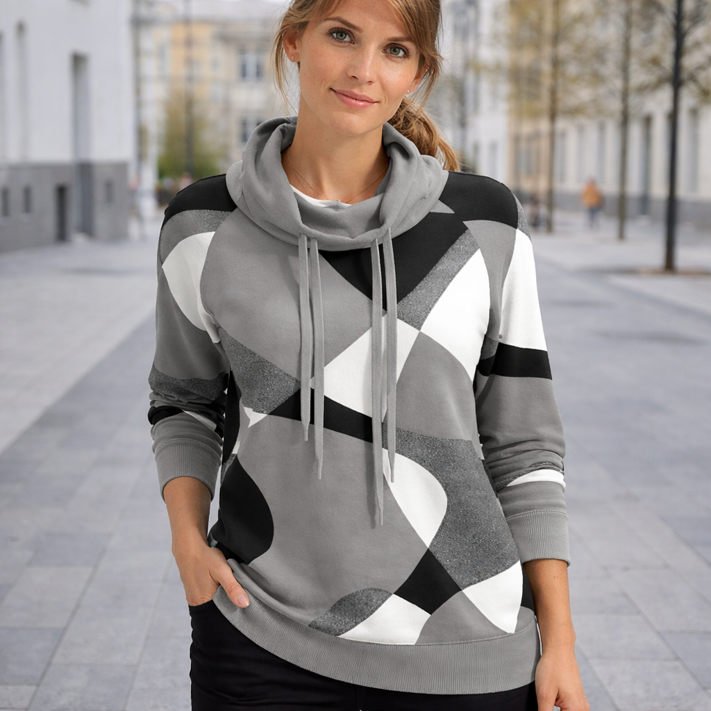 Magda - Naisten Geometrinen Huppari Rento Tyyli