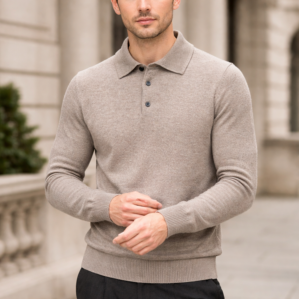 Miesten kašmirinneule | Polo-kaulus | Pehmeä, pullover