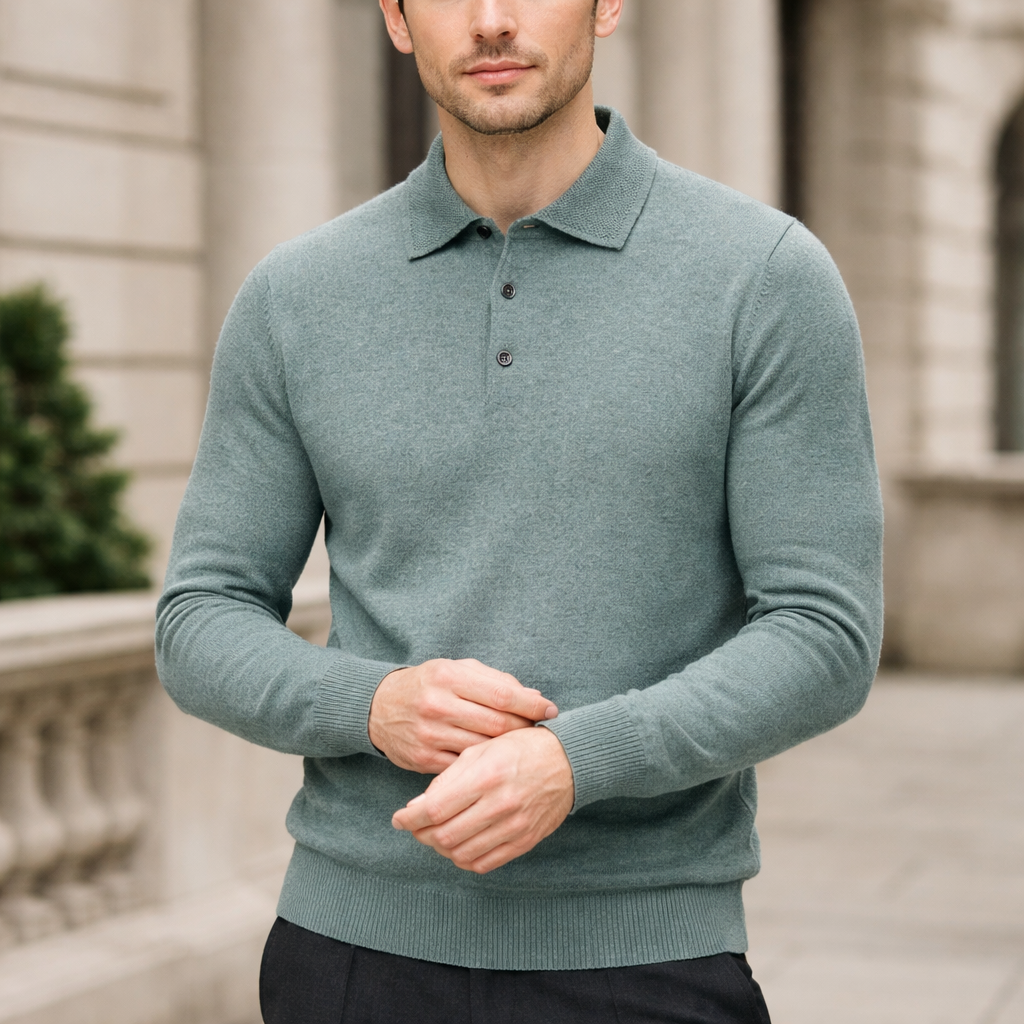 Miesten kašmirinneule | Polo-kaulus | Pehmeä, pullover