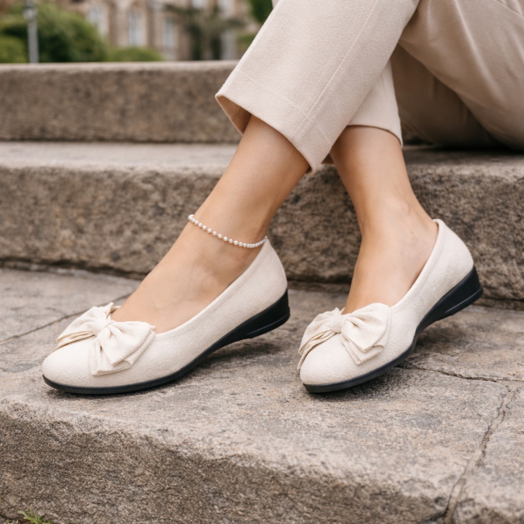 Naisten balettitossut | Slip-on, rusetti | Tyylikäs tyyli