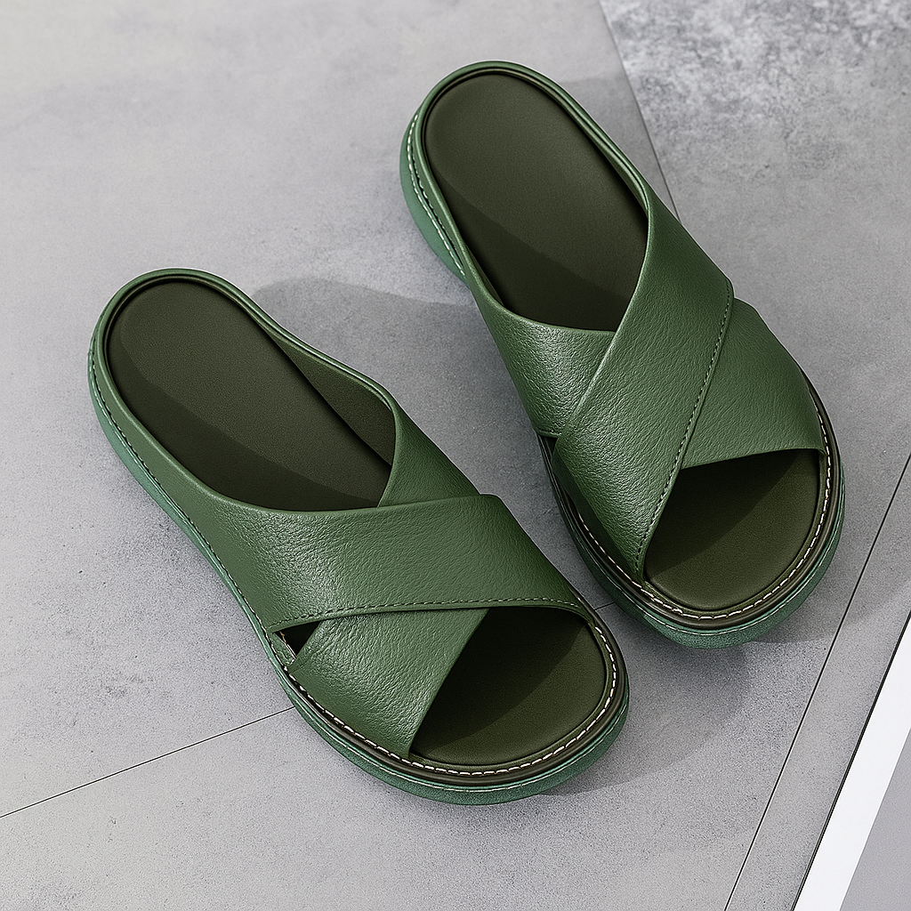 Naisten Nahka Sandalet - X-Nauha Design - Pehmustettu Pohja - Rentoa Mukavuutta-Sandaalit-EmiyoSuomi