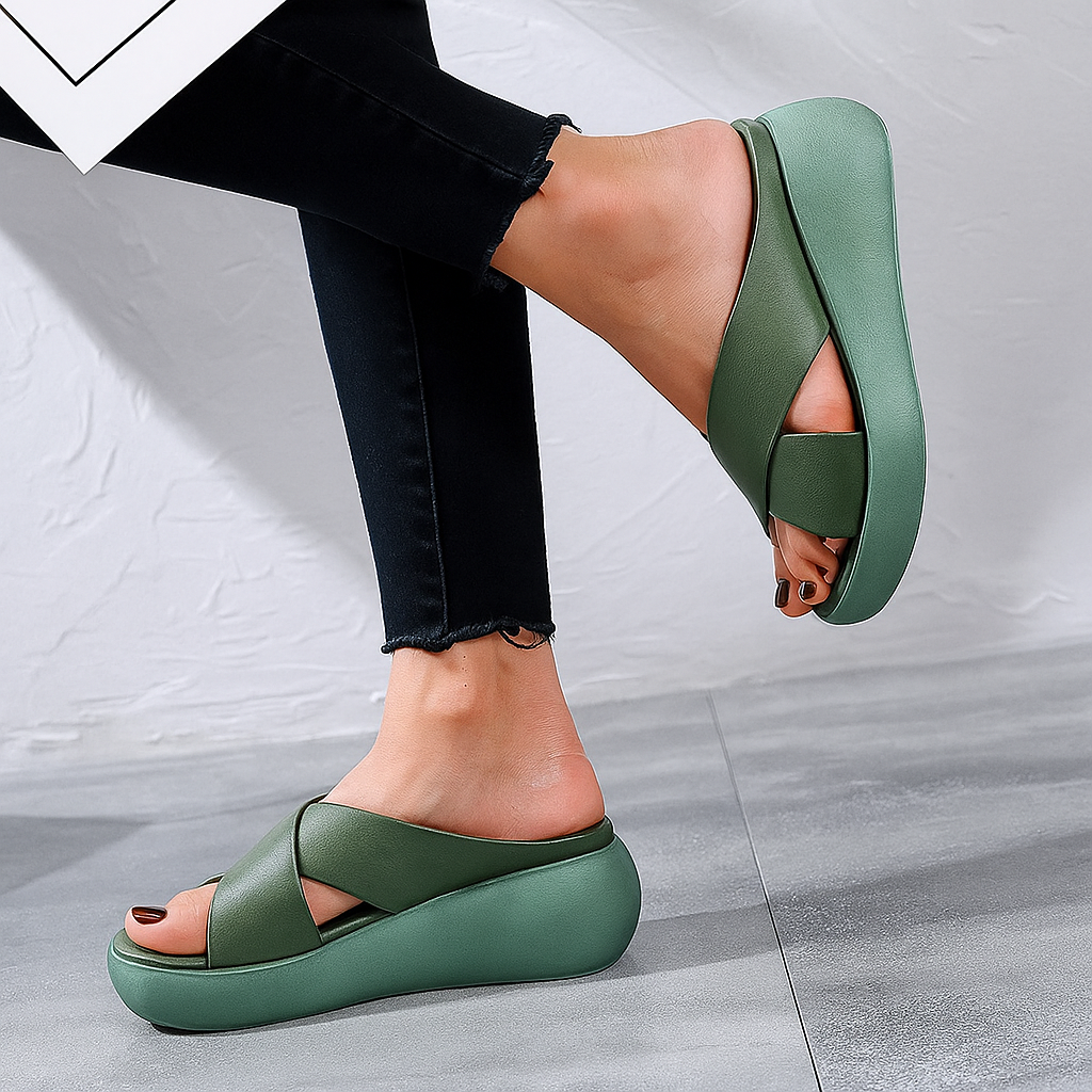 Naisten Nahka Sandalet - X-Nauha Design - Pehmustettu Pohja - Rentoa Mukavuutta-Sandaalit-EmiyoSuomi