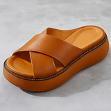 Naisten Nahka Sandalet - X-Nauha Design - Pehmustettu Pohja - Rentoa Mukavuutta-Sandaalit-EmiyoSuomi