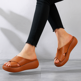 Naisten Nahka Sandalet - X-Nauha Design - Pehmustettu Pohja - Rentoa Mukavuutta-Sandaalit-EmiyoSuomi