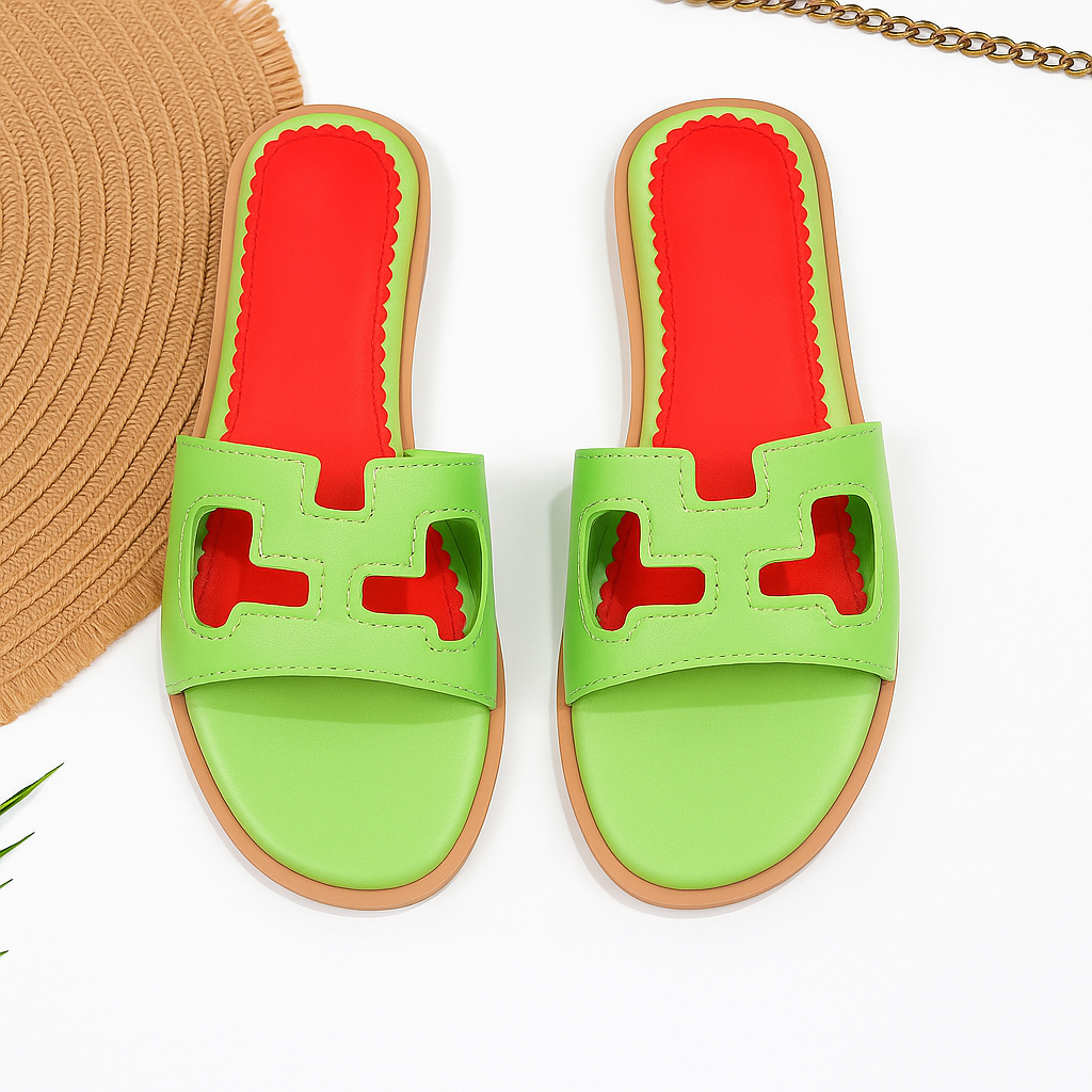 Naisten Keinonahkasandaalit – Leikattu Hihna – Avoin Varvas – Liukuva Malli-Sandaalit-EmiyoSuomi