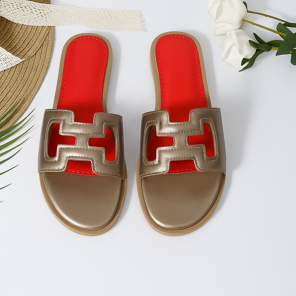 Naisten Keinonahkasandaalit – Leikattu Hihna – Avoin Varvas – Liukuva Malli-Sandaalit-EmiyoSuomi