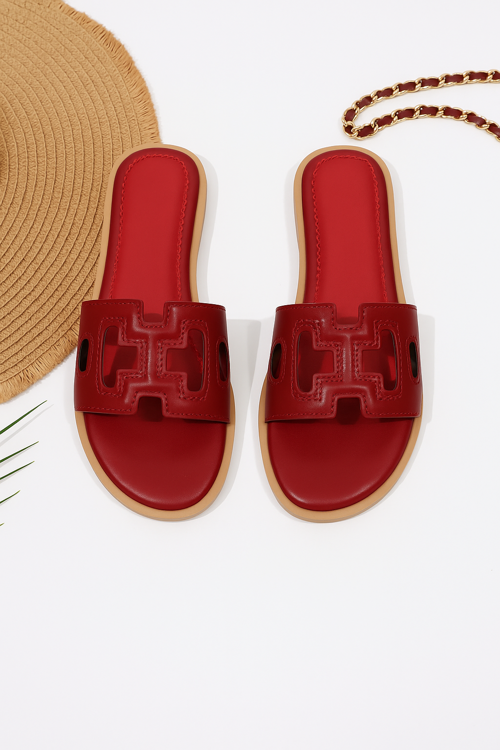 Naisten Keinonahkasandaalit – Leikattu Hihna – Avoin Varvas – Liukuva Malli-Sandaalit-EmiyoSuomi