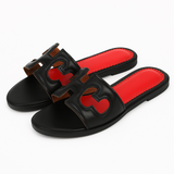 Naisten Keinonahkasandaalit – Leikattu Hihna – Avoin Varvas – Liukuva Malli-Sandaalit-EmiyoSuomi