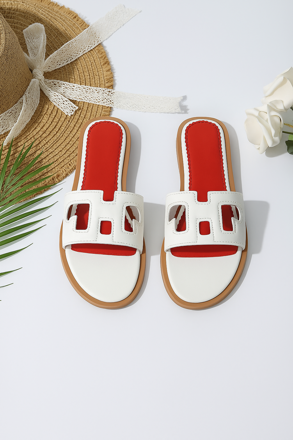 Naisten Keinonahkasandaalit – Leikattu Hihna – Avoin Varvas – Liukuva Malli-Sandaalit-EmiyoSuomi