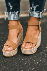 Naisten korkokorkoiset sandalit – avoin varvas, nilkkaremmi & espadrille-korko-Sandaalit-EmiyoSuomi